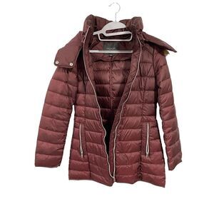 Marc New York Eleanor Puffer Women XS  Burgundy Full Zip Faux Fur Parka Coat
